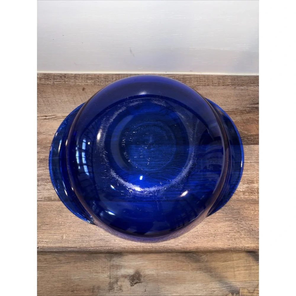 Vintage Anchor Hocking Casserole Dish 2 quart Cobalt Blue Round 9